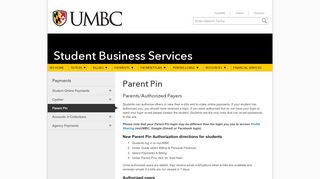 
                            12. Parent Pin - Student Business Services - UMBC
