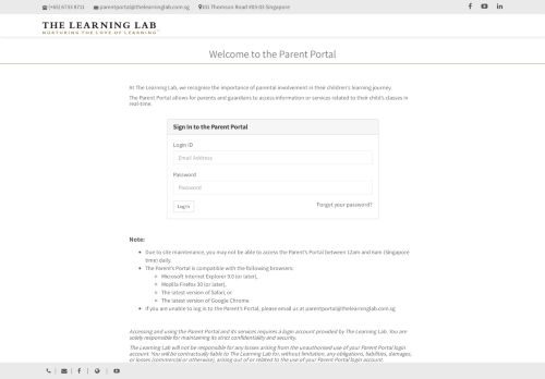 
                            4. Parent Portal login - The Learning Lab