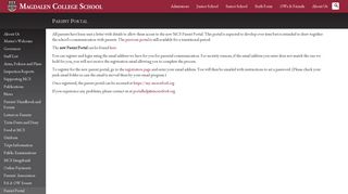 
                            2. Parent Portal - MCS Web Site - Magdalen College School
