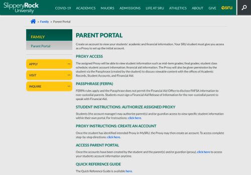 
                            13. Parent Portal | Slippery Rock University