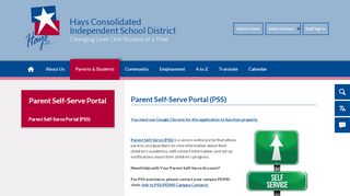 
                            12. Parent Self-Serve Portal / Parent Self-Serve Portal (PSS) - Hays CISD