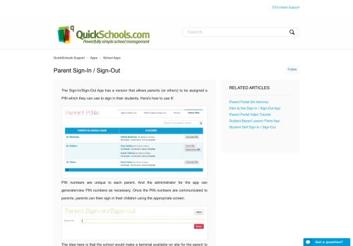 
                            2. Parent Sign-In / Sign-Out – QuickSchools Support