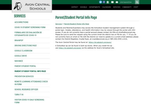 
                            9. Parent/Student Portal Info Page - Avon Central Schools