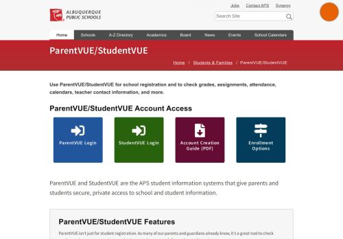 
                            2. ParentVUE/StudentVUE — Albuquerque Public Schools