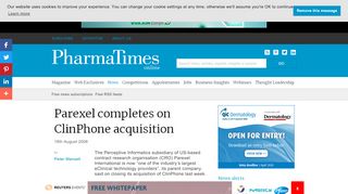
                            7. Parexel completes on ClinPhone acquisition - PharmaTimes