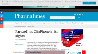 
                            9. Parexel has ClinPhone in its sights - PharmaTimes