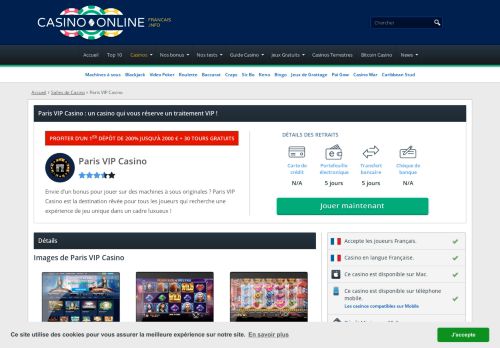 
                            2. Paris VIP Casino | 2 500 € de bonus : le paradis des jeux de casino ?