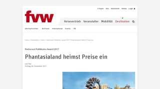 
                            8. Parkscout Publikums Award 2017: Phantasialand heimst Preise ein - fvw