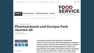 
                            7. Parkscout Publikums Award 2017: Phantasialand und Europa-Park ...