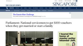 
                            12. Parliament: National servicemen to get $100 vouchers when they get ...