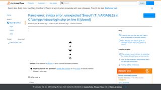 
                            13. Parse error: syntax error, unexpected '$result' (T_VARIABLE) in C ...