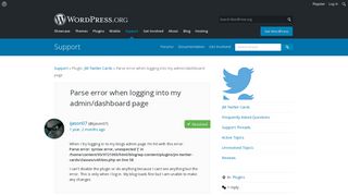 
                            9. Parse error when logging into my admin/dashboard page | WordPress.org