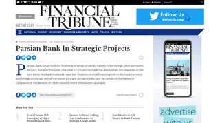 
                            12. Parsian Bank In Strategic Projects | Financial Tribune