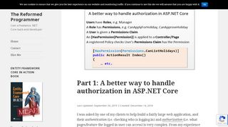 
                            10. Part 1: A better way to handle authorization in ASP.NET Core – The ...