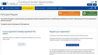 
                            1. Participant Register - Funding & tenders