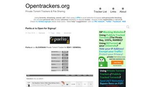 
                            3. Partis.si is Open for Signup! - Private Torrent Trackers & File Sharing