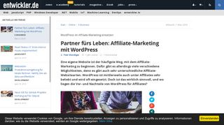 
                            11. Partner fürs Leben: Affiliate-Marketing mit WordPress - entwickler.de