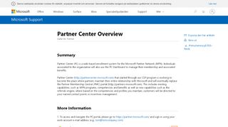 
                            2. Partner medlemskap Center-översikt - Microsoft Support