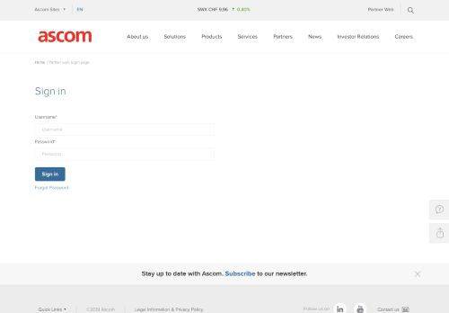 
                            1. Partner web login page - Ascom