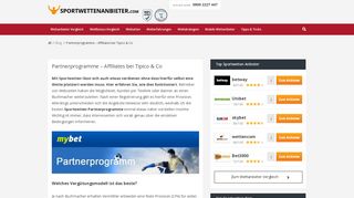 
                            9. Partnerprogramme – Affiliates bei Tipico & Co - Sportwetten Anbieter