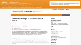 
                            11. Partnership Manager to SSE Business Lab | Jobbsafari