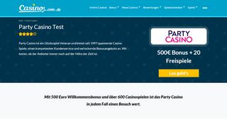 
                            12. Party Casino im Expertentest - 500€ Bonus und 20 Free Spins