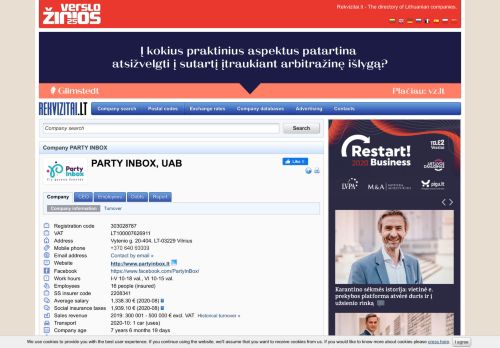 
                            10. PARTY INBOX, UAB. Contacts, map. Rekvizitai.lt