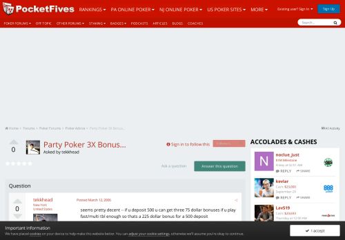 
                            13. Party Poker 3X Bonus... - Poker Advice - PocketFives