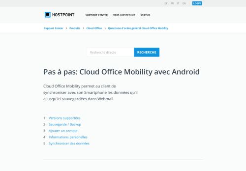 
                            10. Pas à pas: Cloud Office Mobility avec Android - Hostpoint Support ...