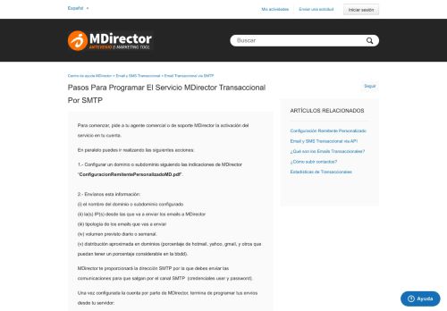 
                            2. Pasos para programar el servicio MDirector Transaccional por SMTP