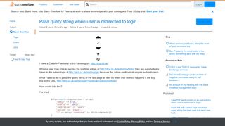 
                            1. Pass query string when user is redirected to login - Stack Overflow