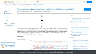 
                            1. Pass username & password to an invisible Login Control to validate ...