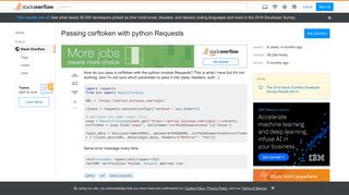 
                            1. Passing csrftoken with python Requests - Stack Overflow