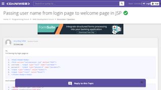 
                            9. Passing user name from login page to welcome ... [SOLVED] | DaniWeb