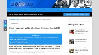 
                            5. Passo a passo para Validar o Código do Certificado Encceja 2019 - Inep