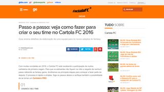 
                            5. Passo a passo: veja como fazer para criar o seu time no Cartola FC ...