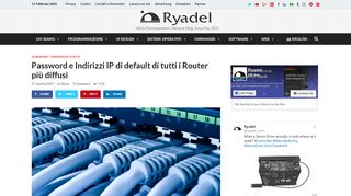 
                            3. Password e Indirizzi IP di default di tutti i Router più diffusi - Ryadel