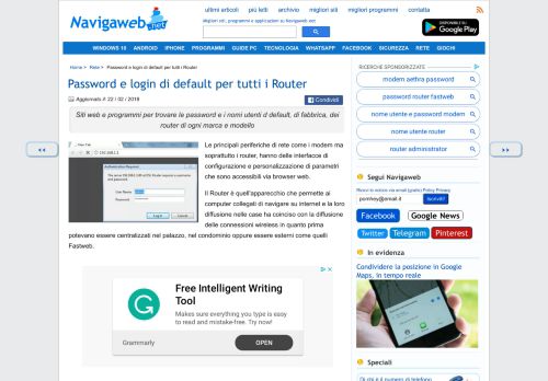 
                            2. Password e login di default per tutti i Router - Navigaweb.net