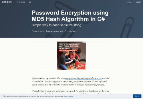 
                            11. Password Encryption using MD5 Hash Algorithm in C# - Junian.net