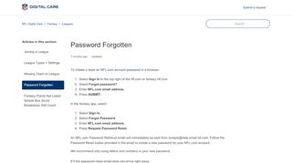 
                            6. Password Forgotten – NFL Digital Care