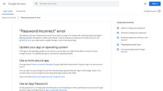 
                            3. “Password incorrect” error - Google Account Help - Google Support