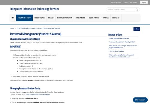 
                            3. Password Management (Student & Alumni) – IT Services & Help