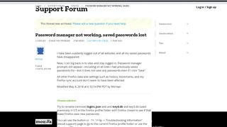 
                            13. Password manager not working, saved passwords lost | Firefox ...