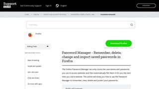 
                            1. Password Manager - Remember, delete, change ... - Mozilla Support