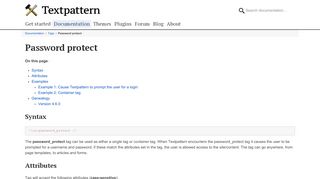 
                            1. Password protect / Textpattern CMS user documentation