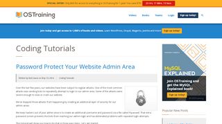 
                            10. Password Protect Your Website Admin Area - OSTraining