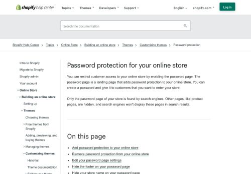 
                            5. Password protection for your online store · Shopify Help Center
