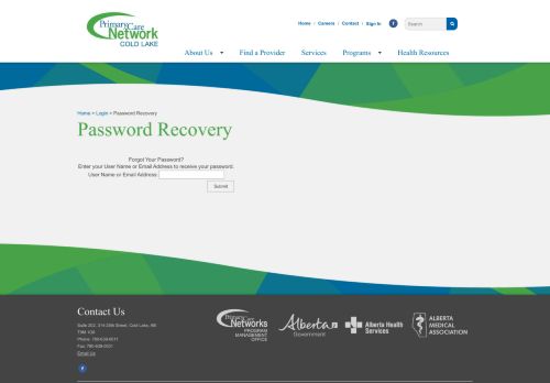 
                            5. Password Recovery - Login - Cold Lake Primary Care Network