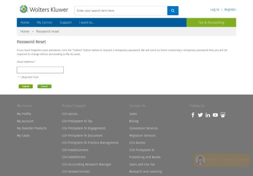 
                            9. Password Reset - CCH Support - Wolters Kluwer