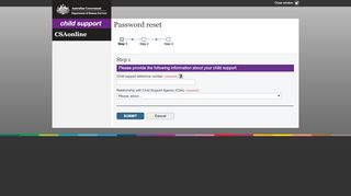 
                            3. Password reset - CSAonline - Child Support online accounts